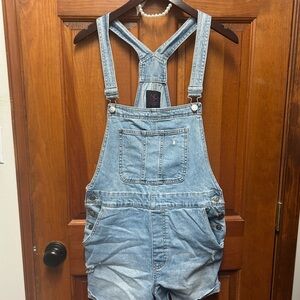 No Boundaries Blue Denim Short Overalls